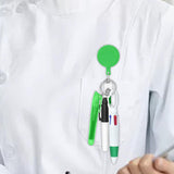 Maxbell Shuttle Pen Office Supplies Gift Compact Nurse Retractable Badge Holder green
