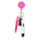Maxbell Shuttle Pen Office Supplies Gift Compact Nurse Retractable Badge Holder pink