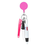 Maxbell Shuttle Pen Office Supplies Gift Compact Nurse Retractable Badge Holder pink