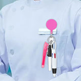 Maxbell Shuttle Pen Office Supplies Gift Compact Nurse Retractable Badge Holder pink