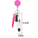 Maxbell Shuttle Pen Office Supplies Gift Compact Nurse Retractable Badge Holder pink