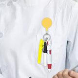 Maxbell Shuttle Pen Office Supplies Gift Compact Nurse Retractable Badge Holder yellow