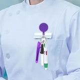 Maxbell Shuttle Pen Office Supplies Gift Compact Nurse Retractable Badge Holder violet