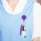 Maxbell Shuttle Pen Office Supplies Gift Compact Nurse Retractable Badge Holder violet