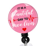 Maxbell Retractable ID Reel Badge Holder Doctor Nursing Gift Office Retractable Cord Pink