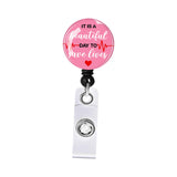 Maxbell Retractable ID Reel Badge Holder Doctor Nursing Gift Office Retractable Cord Pink