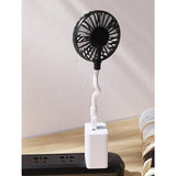 Maxbell Maxbell Mini Portable USB Fan Desk Fan Bendable Cable for Travel Commute Lightweight Black 35x8x2.8cm