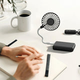 Maxbell Maxbell Mini Portable USB Fan Desk Fan Bendable Cable for Travel Commute Lightweight Black 35x8x2.8cm