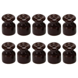 Maxbell Maxbell 10x Porcelain Insulators Electrical Accessories for Wall Wiring Twisted Cord Brown