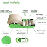 Maxbell Water Activated Tape Dispenser Cutter Portable Compact Gummed Tape Dispenser Green