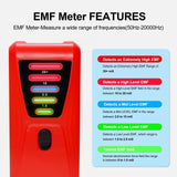 Maxbell EMF Meter Portable 5 LED Indicators for Outdoor Inspections Office Household Red