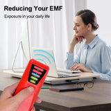 Maxbell EMF Meter Portable 5 LED Indicators for Outdoor Inspections Office Household Red