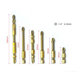Maxbell 6Pcs Phillips Bits Drill Bit Alloy Steel Home Magnetic Screwdriver Bits Set