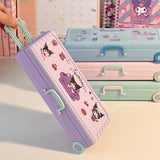 Maxbell Maxbell Trolley Suitcase Pencil Case Holder Double Layered for Children Bedroom Home Purple