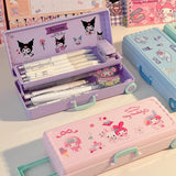 Maxbell Maxbell Trolley Suitcase Pencil Case Holder Double Layered for Children Bedroom Home Purple