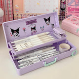 Maxbell Maxbell Trolley Suitcase Pencil Case Holder Double Layered for Children Bedroom Home Purple