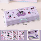 Maxbell Maxbell Trolley Suitcase Pencil Case Holder Double Layered for Children Bedroom Home Purple