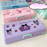 Maxbell Maxbell Trolley Suitcase Pencil Case Holder Double Layered for Children Bedroom Home Purple