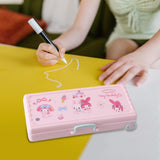 Maxbell Trolley Suitcase Pencil Case Holder Double Layered for Children Bedroom Home Pink