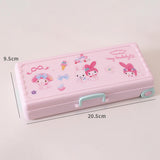 Maxbell Trolley Suitcase Pencil Case Holder Double Layered for Children Bedroom Home Pink