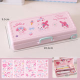 Maxbell Trolley Suitcase Pencil Case Holder Double Layered for Children Bedroom Home Pink