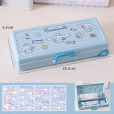 Maxbell Trolley Suitcase Pencil Case Holder Double Layered for Children Bedroom Home Blue