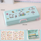 Maxbell Trolley Suitcase Pencil Case Holder Double Layered for Children Bedroom Home Green