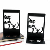 Maxbell 2Pcs Cat Bookends Nonskid Cartoon Book Holders for Shelves Table Living Room Style C