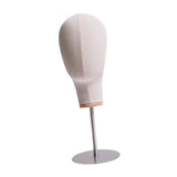 Maxbell Mannequin Head Model 43cm Tall Stainless Steel Base for Barbershop Practical Beige