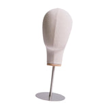 Maxbell Mannequin Head Model 43cm Tall Stainless Steel Base for Barbershop Practical Beige