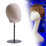 Maxbell Mannequin Head Model Fashion Hats Wig Display Stand for Hairdresser Training Black