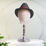 Maxbell Bald Mannequin Head Male with Base Hat Rack for Eyeglasses Hair Salon Market Silver Base