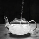 Maxbell Clear Glass Teapot 600ml Tea Kettle Streamlined Outlet Mouth Elegant Tea Pot