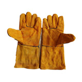Maxbell PU Leather Welding Gloves Fire Resistant Work Gloves for Build Oven Grilling Yellow