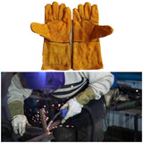 Maxbell PU Leather Welding Gloves Fire Resistant Work Gloves for Build Oven Grilling Yellow