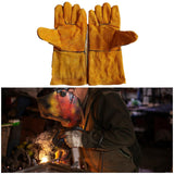 Maxbell PU Leather Welding Gloves Fire Resistant Work Gloves for Build Oven Grilling Yellow