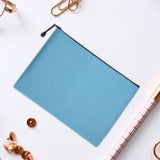 Maxbell Document Pocket Storage Organizer Lightweight Zipper Pouch for Travel Office Light Blue