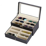 Maxbell Display Case Jewelry Collection Case Storage Organizer Showcase Glasses Case 12 Grids