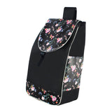 Maxbell Folding Shopping Cart Replacement Bag Drawstring Home Trolley Cart Spare Bag Black Flower