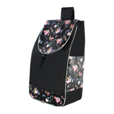 Maxbell Folding Shopping Cart Replacement Bag Drawstring Home Trolley Cart Spare Bag Black Flower