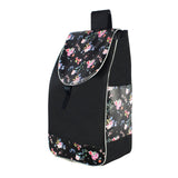 Maxbell Folding Shopping Cart Replacement Bag Drawstring Home Trolley Cart Spare Bag Black Flower