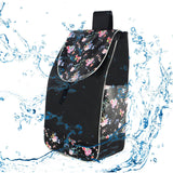 Maxbell Folding Shopping Cart Replacement Bag Drawstring Home Trolley Cart Spare Bag Black Flower