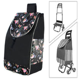 Maxbell Folding Shopping Cart Replacement Bag Drawstring Home Trolley Cart Spare Bag Black Flower