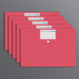 Maxbell 10 Pieces File Folder with Label Pocket for Bill Receipt Cards Business Trip red