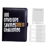 Maxbell Envelope Challenge Binder Budget Book for Budgeting Challenging Saving Money Black
