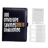 Maxbell Envelope Challenge Binder Budget Book for Budgeting Challenging Saving Money Black