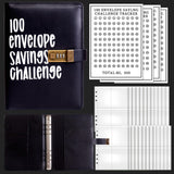 Maxbell Envelope Challenge Binder Budget Book for Budgeting Challenging Saving Money Black