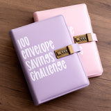 Maxbell Envelope Challenge Binder Budget Book for Budgeting Challenging Saving Money Purple