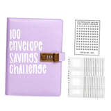 Maxbell Envelope Challenge Binder Budget Book for Budgeting Challenging Saving Money Purple
