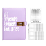Maxbell Envelope Challenge Binder Budget Book for Budgeting Challenging Saving Money Purple